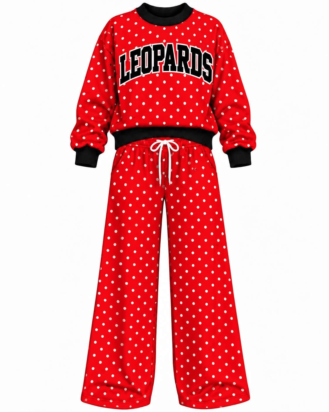 Preorder (moq 5) Baby Girls Red Leopards Polka Dots Top Pants Outfits Sets