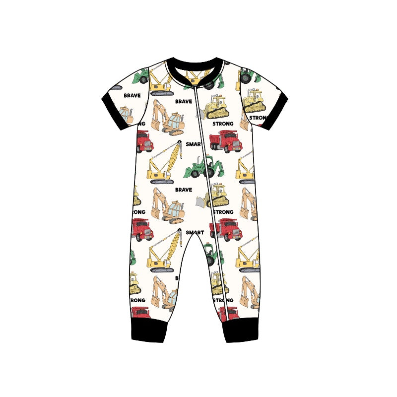 Baby Infant Boys Construction Zip Rompers preorder(moq 5)