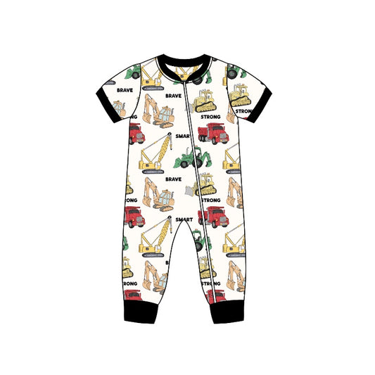 Baby Infant Boys Construction Zip Rompers preorder(moq 5)