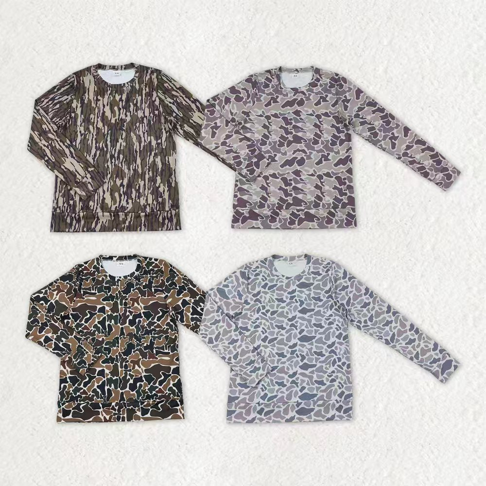 Sibling Adult Women Camo Long Sleeves Yoga Active Tee Shirts Tops