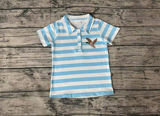 Baby Boys Grey Stripes Deer Short Sleeve Pullover Tee Shirts