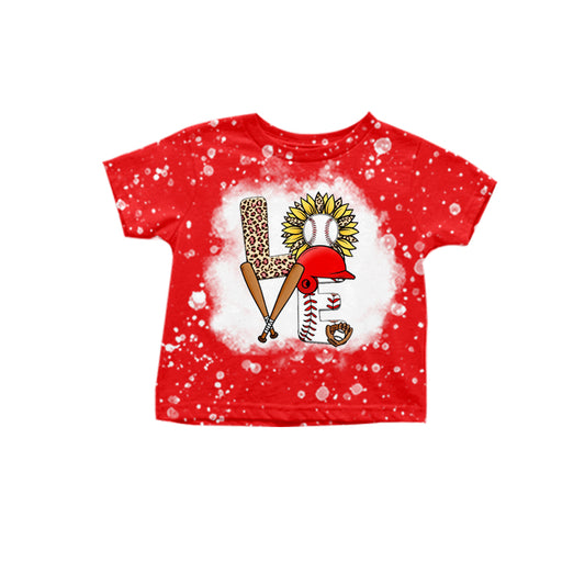 Baby Boys Love Sunflower Red Baseball Short Sleeve Shirt preorder(moq 5)
