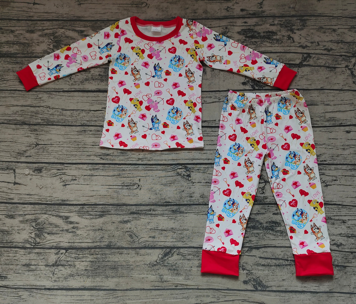 Baby Girls Valentines Red Dogs Shirts Pants Pajamas Clothes Sets