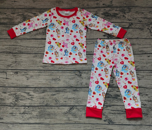 Baby Girls Valentines Red Dogs Shirts Pants Pajamas Clothes Sets