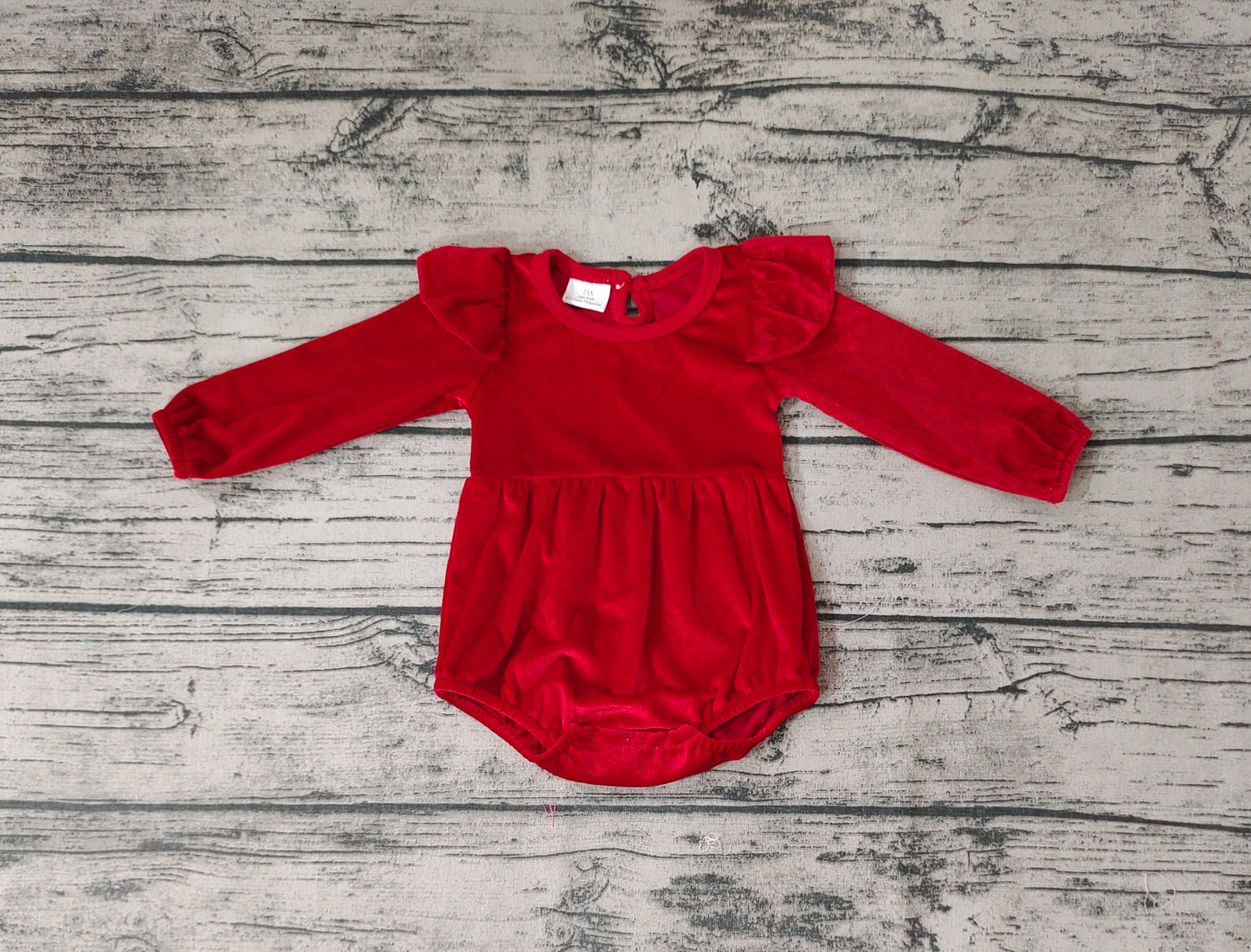 Baby Infant Girls Red Velvet Long Sleeve Rompers