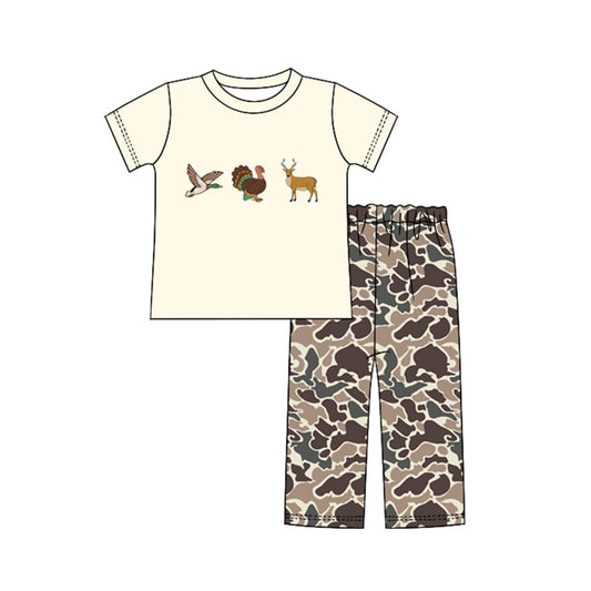 Baby Boys Turkey Camo Shirt Top Pants Clothes Sets Preorder(moq 5)
