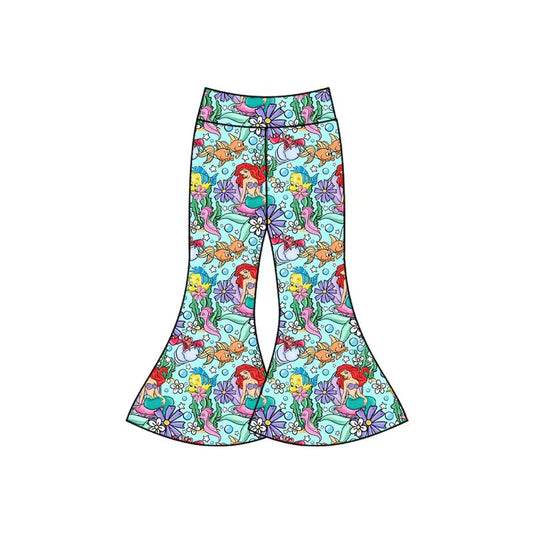 Preorder(moq 5) Baby Girls Cartoon Fishes Mermaid Bell Bottom Pants Bottom