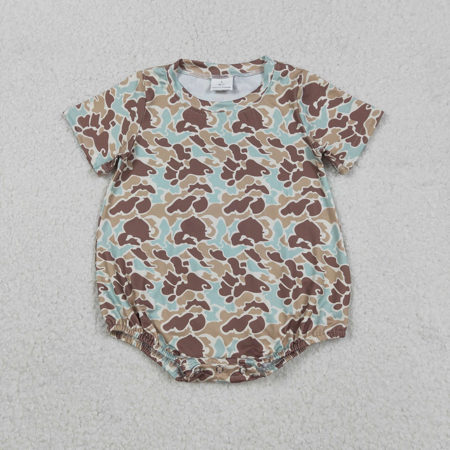 Baby Boys Short Sleeve Southern Khaki Camo Rompers