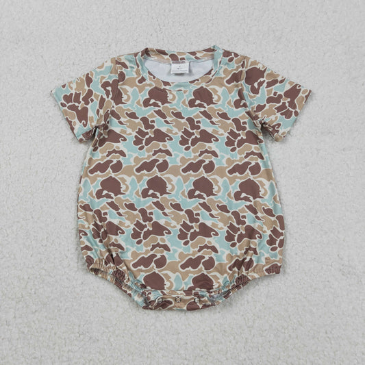 Baby Boys Short Sleeve Southern Khaki Camo Rompers