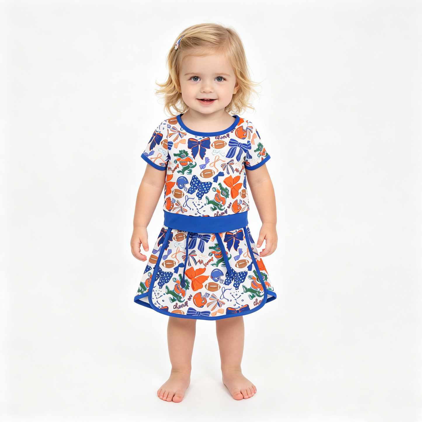 Baby Girls Bow Football Crocodile Top Skirt Short Team Yoga Active Clothes Sets