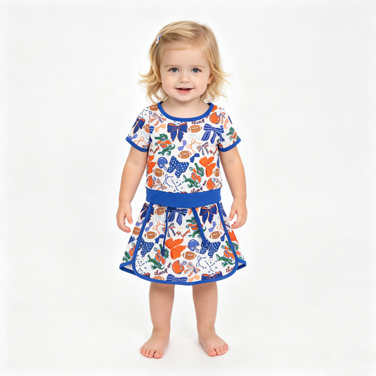 Baby Girls Bow Football Crocodile Top Skirt Short Team Yoga Active Clothes Sets