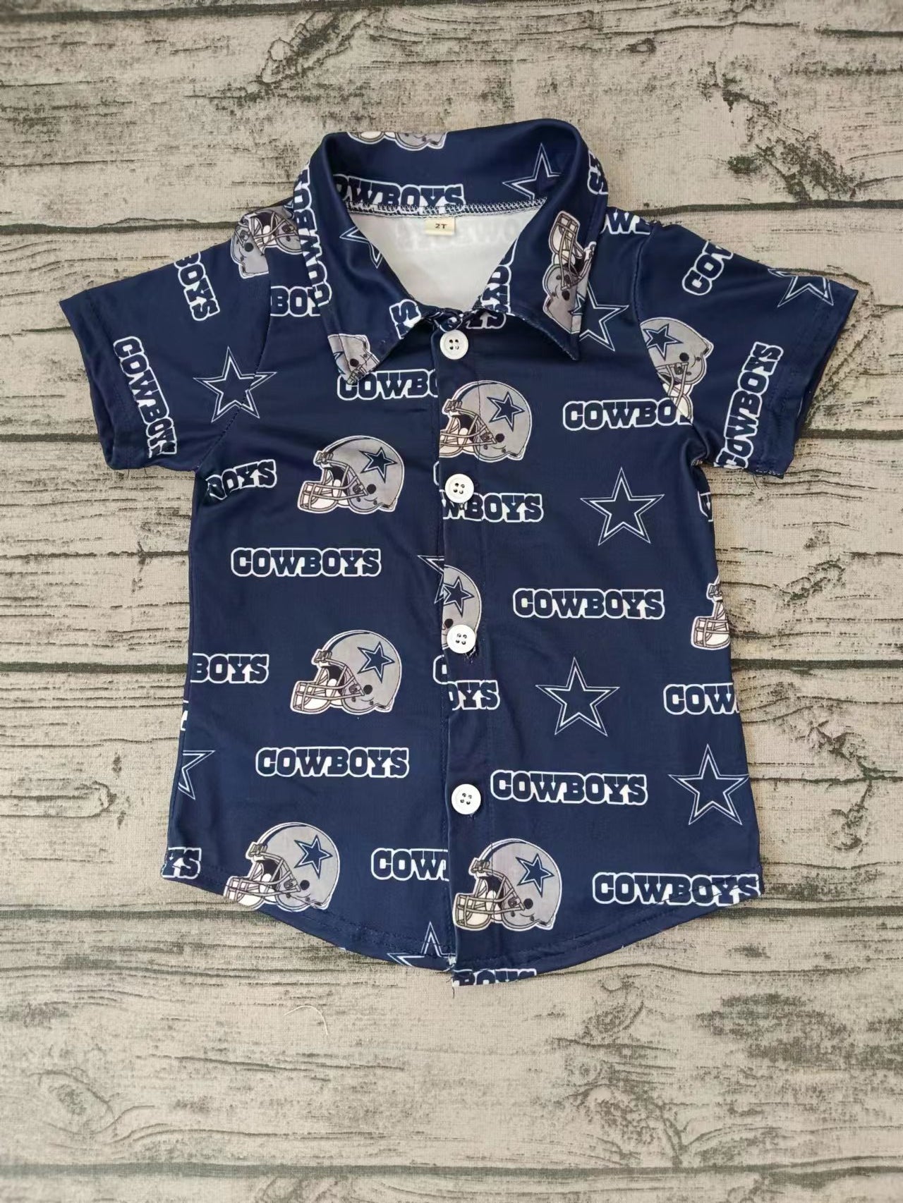 Baby Boys Cowboys Buttons Team Short Sleeve Shirts Preorder(moq 5)