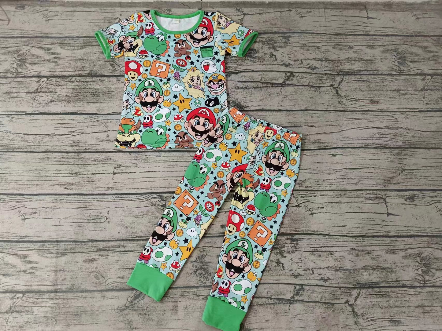 Baby Boys Cartoon Game Team Top Pants Pajamas Clothes Preorder(moq 5)