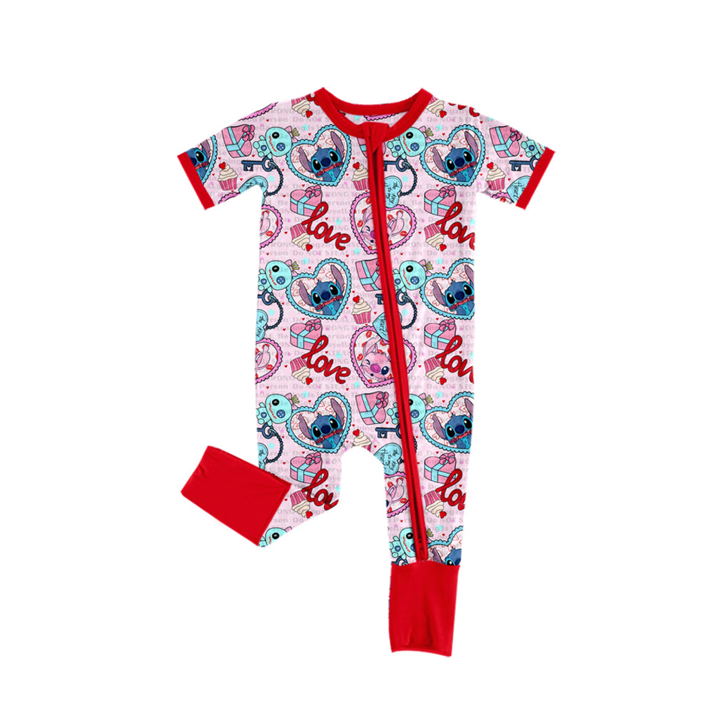 Baby Girls Valentines Red Mouse Zip Rompers preorder(moq 5)