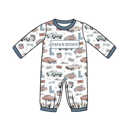 Preorder (moq 5)Baby Boys Long Sleeves PAPA'S BUDDY Cars Rompers