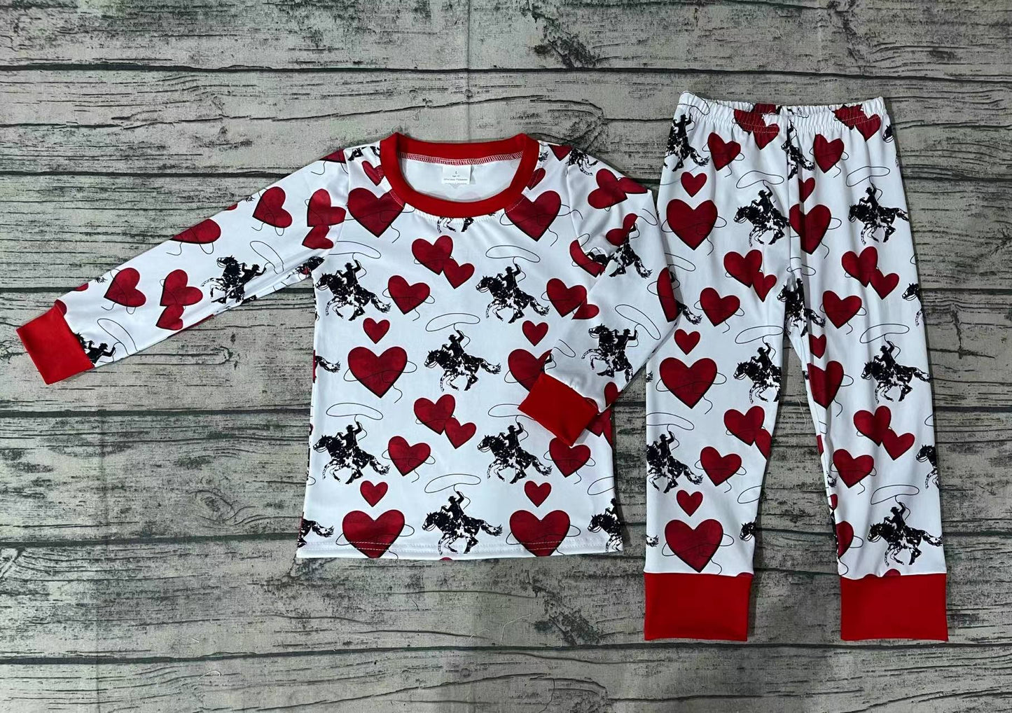 Baby Boys Valentines Tee Shirts Top Pants Rodeo Outfits Clothes Sets