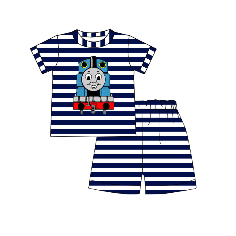 Baby Boys Summer Cartoon Train Shirt Shorts Pajamas Clothes Sets preorder(moq 5)