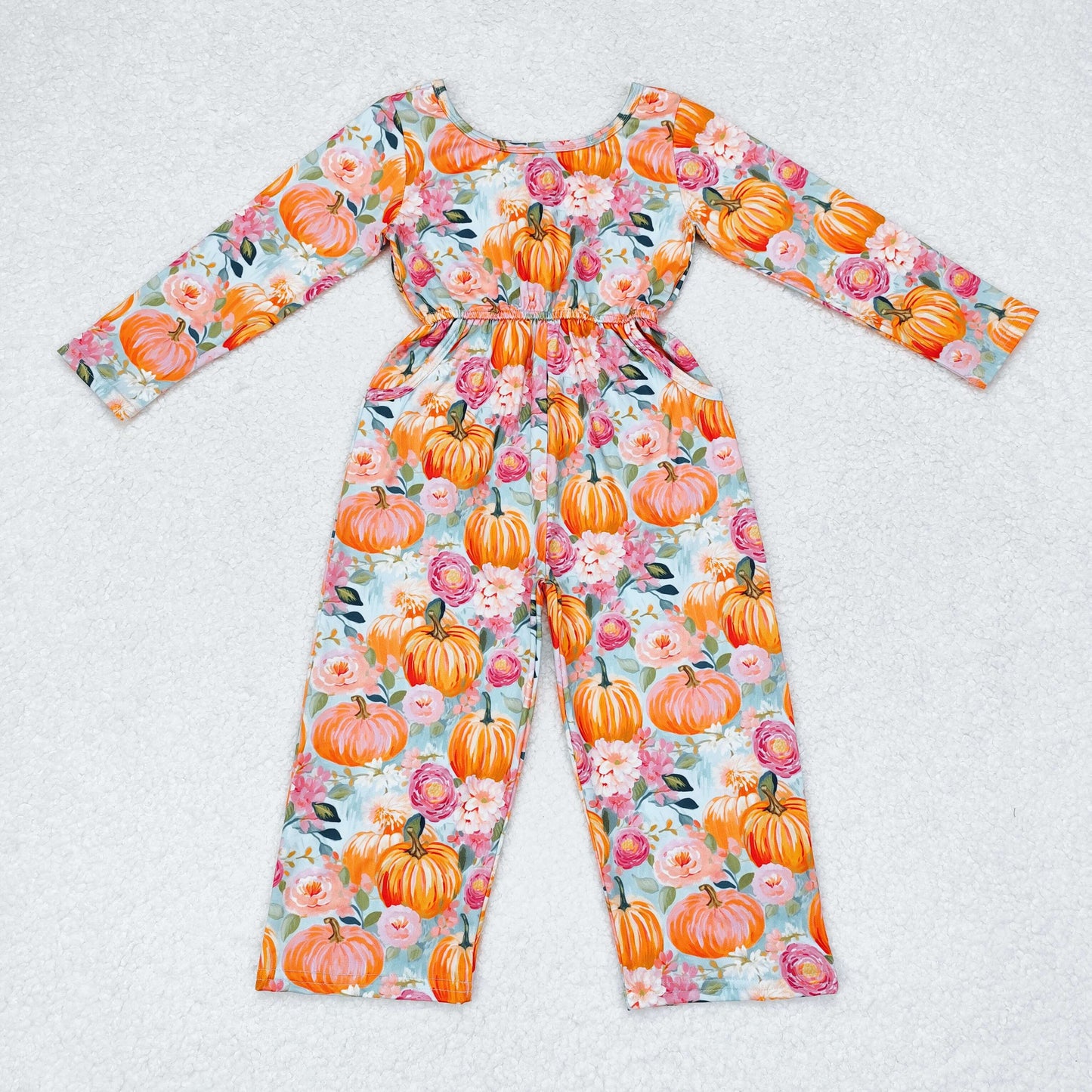 Baby Girls Pumpkin Flowers Sibling Rompers Dresses Clothes Sets