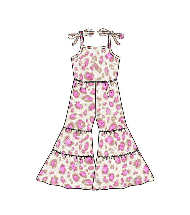 Baby Girls Pink Leopard Bell Pants Jumpsuits preorder(moq 5)