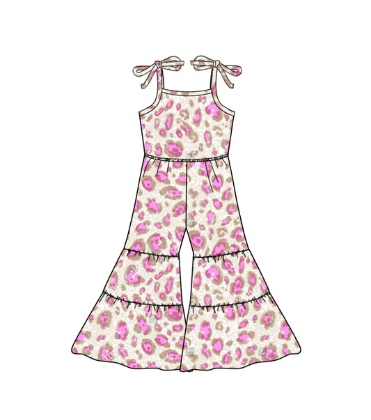 Baby Girls Pink Leopard Bell Pants Jumpsuits preorder(moq 5)