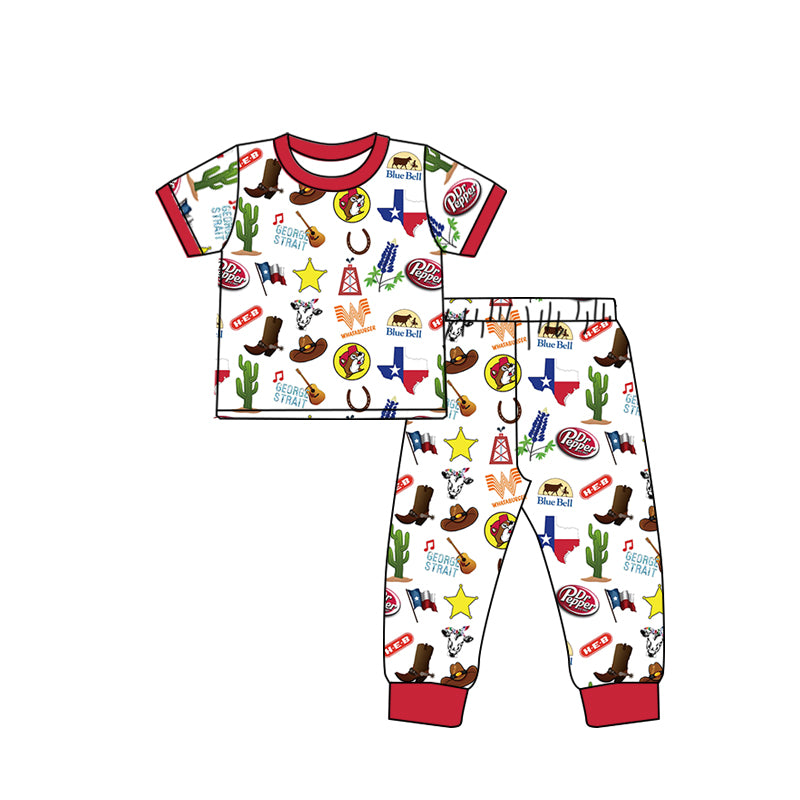 Baby Boys Texas Shirt Top Western Pants Pajamas Clothes Outfits Sets preorder(moq 5)