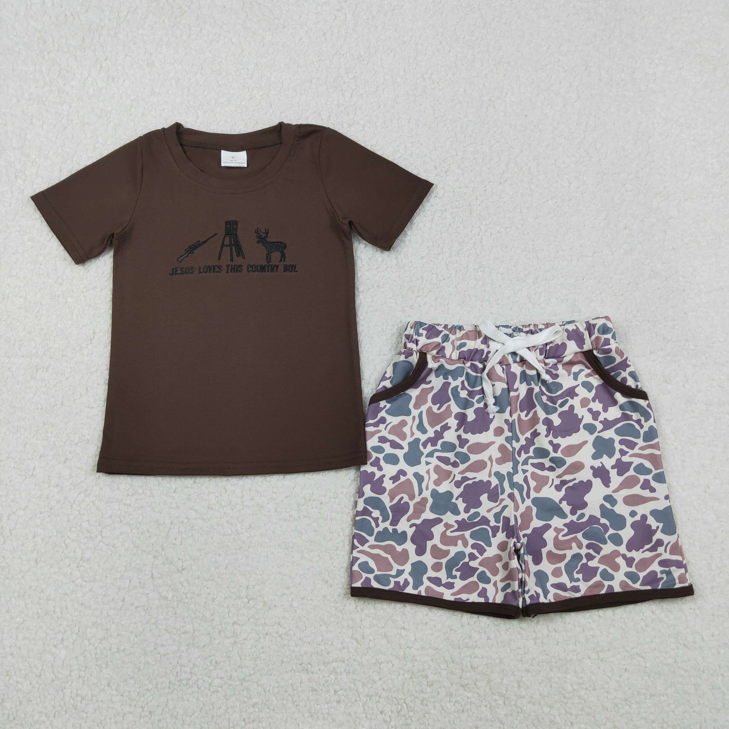 Sibling Baby Embroidery Country Kids Jesus Love Me Camo Shorts Clothes Sets Rompers