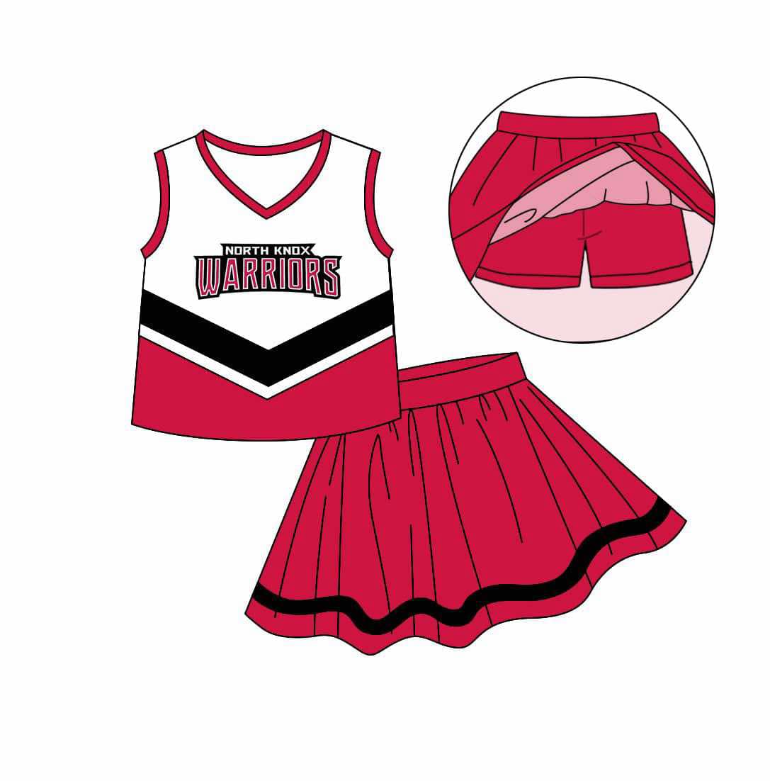 Preorder (moq 5)Baby Girls Warriors Cheer Team Top Skort Shorts Clothes Sets