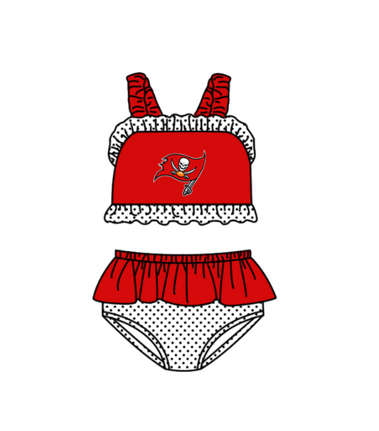 Preorder moq 5 Baby Girls Tampa Bay Strap Vest Top Bummies Short Team Swimsuits
