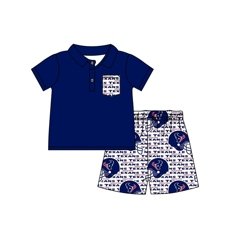 Baby Boys Texans Team Navy Top White Shorts Clothes Sets preorder(MOQ 5)