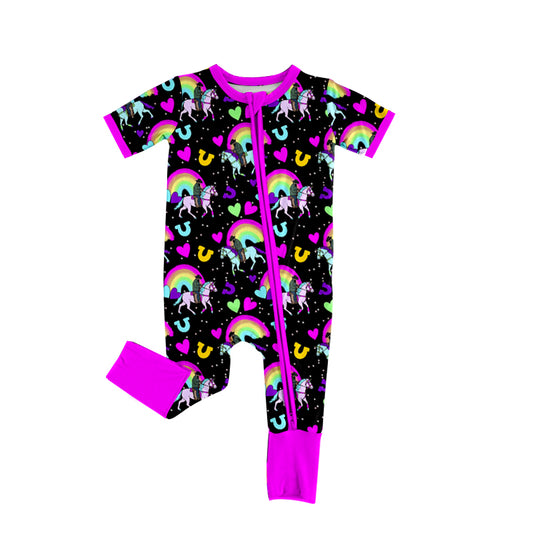 Baby Infant Girls Rodeo Rainbow Zip Rompers preorder(moq 5)