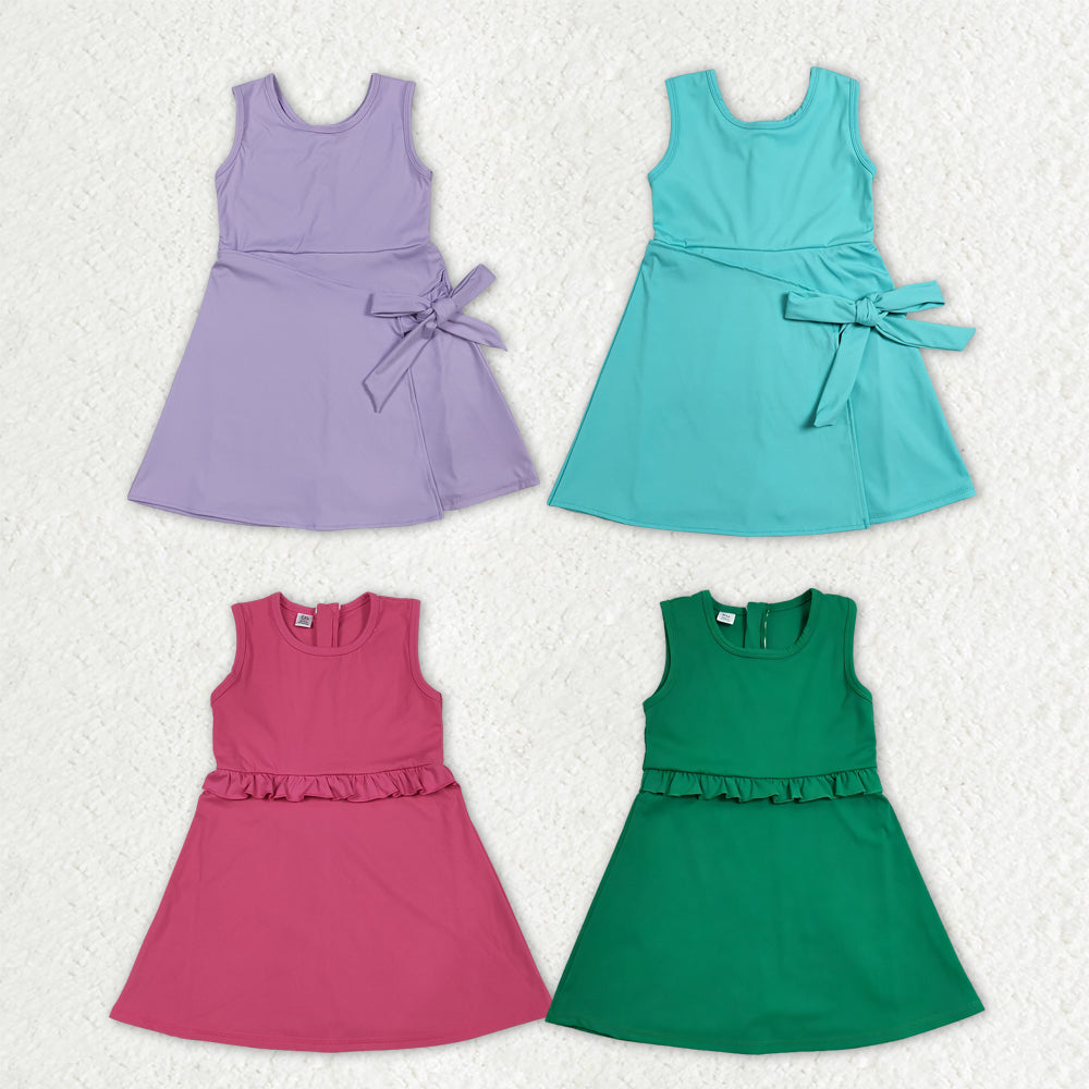 Sibling Baby Girls Sleeveless Back Zip Yoga Active Shorts Knee Length Dresses