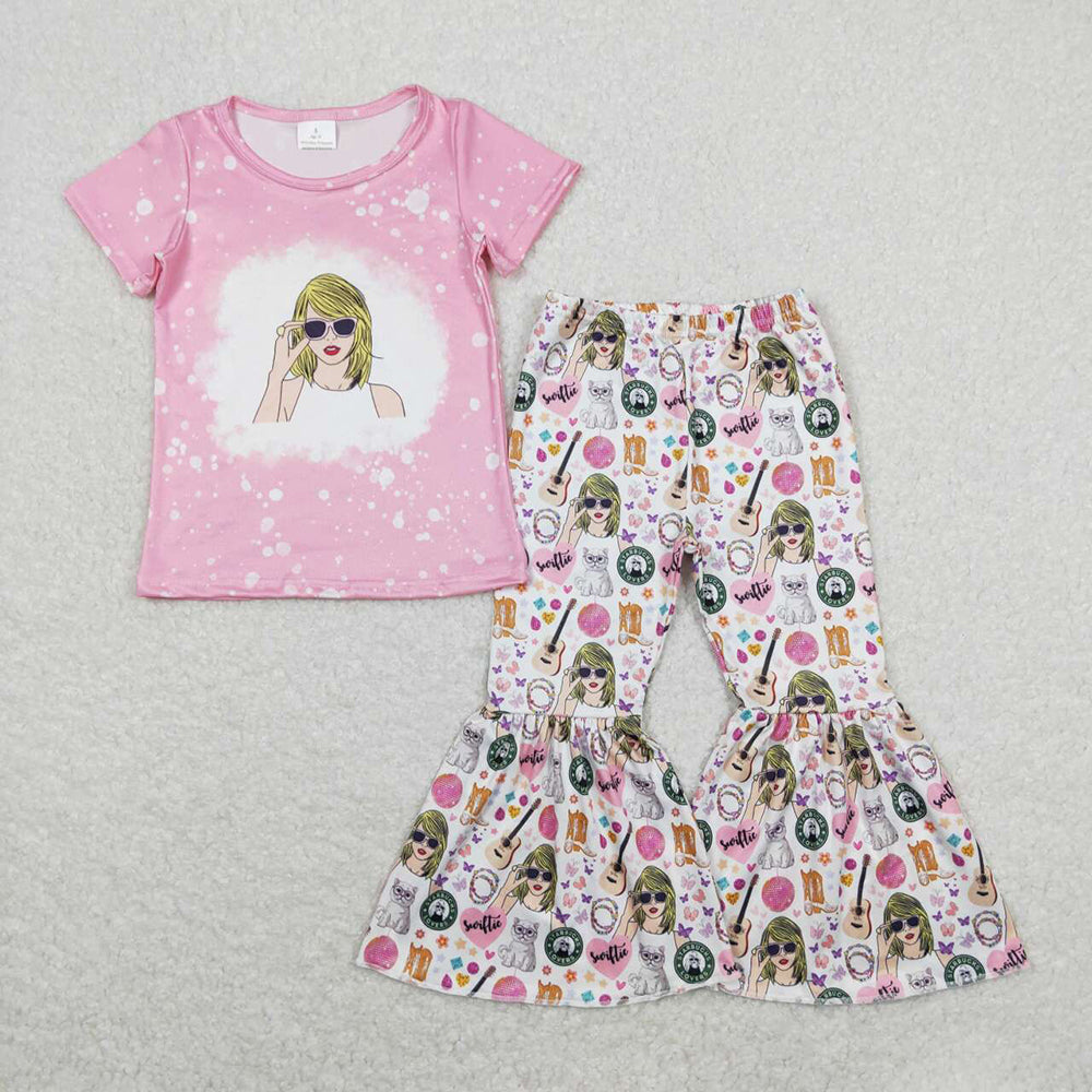 Baby Girls Sibling Sister Concert Singer Shirt Bell Pants Clothes Sets