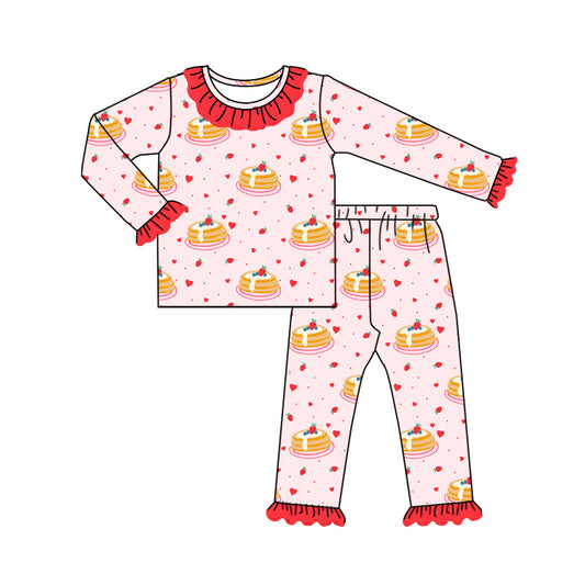 Baby Girls Pink Strawberry Cakes Top Pants Pajamas Sets preorder(MOQ 5)