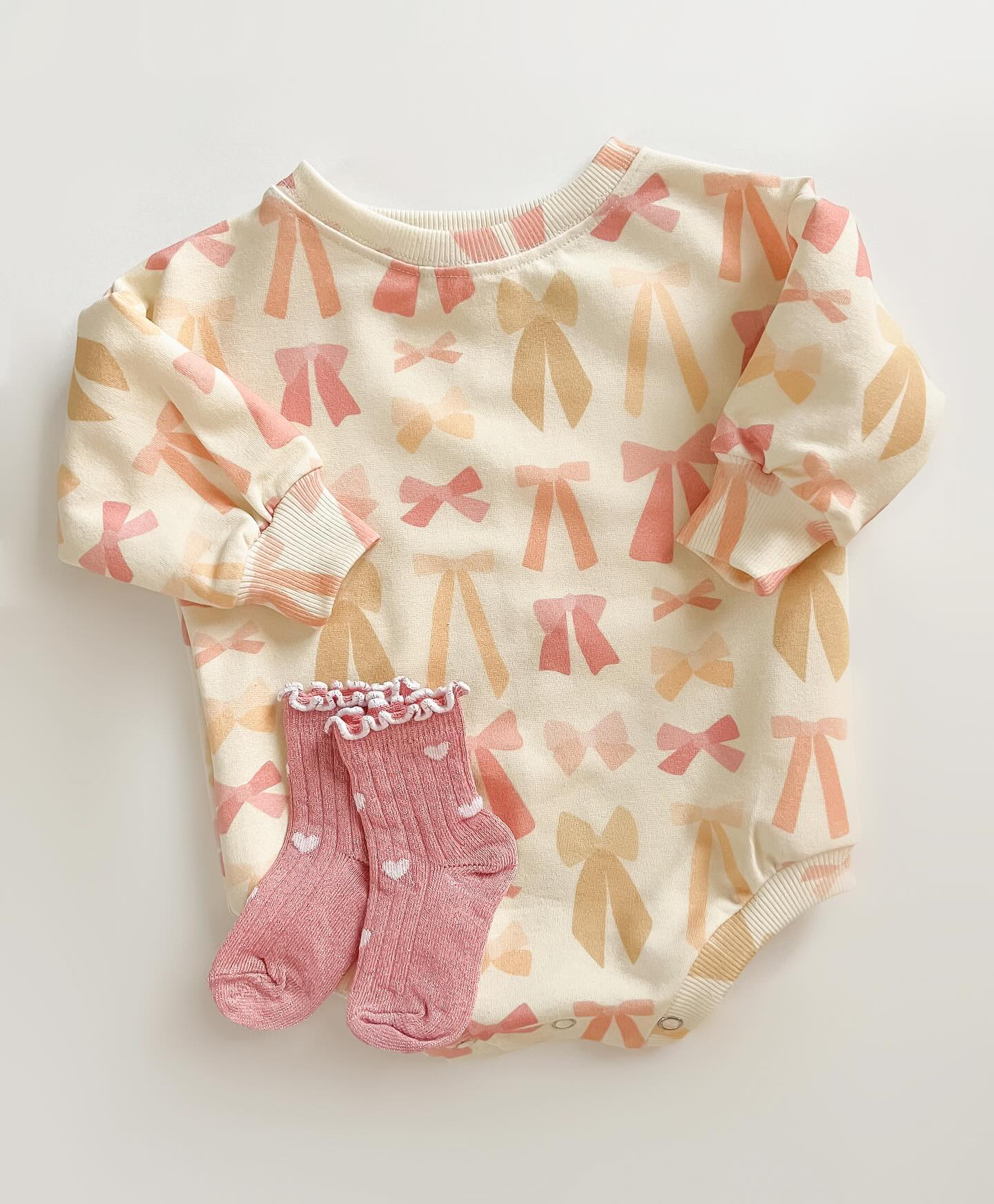 Baby Infant Girls Colorful Bows Long Sleeve Rompers preorder