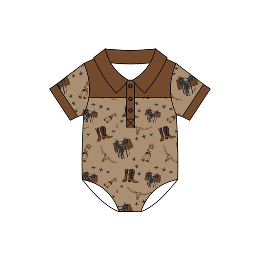 Preorder(moq 5)Baby Infant Western Boots Cow Boys Rompers