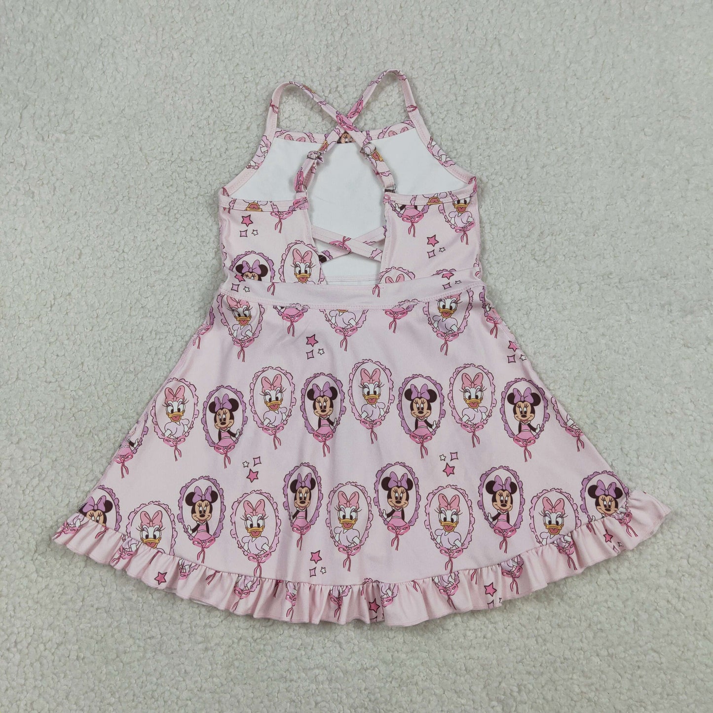 Baby Girls Strap Cartoon Mouse Ducks Yoga Active Knee Length Dresses