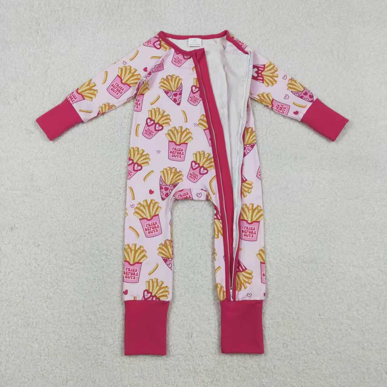 Sibling Baby Girls Hearts Chip Valentines Pants Pajamas Set Zipper Convertible Rompers