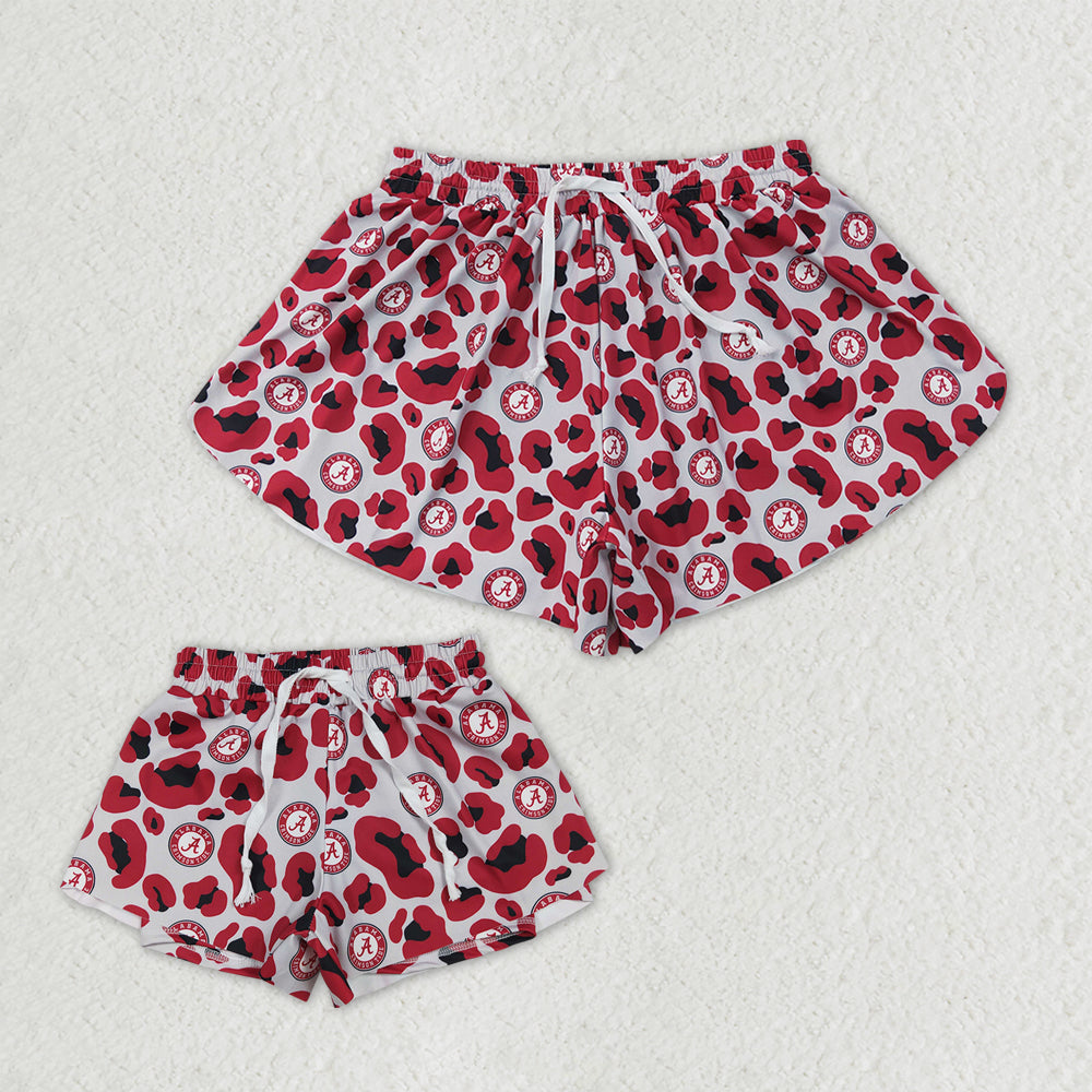 Mama and Me Girls Red Leopard Alabama Team Yoga Active Butterfly Shorts Bottom
