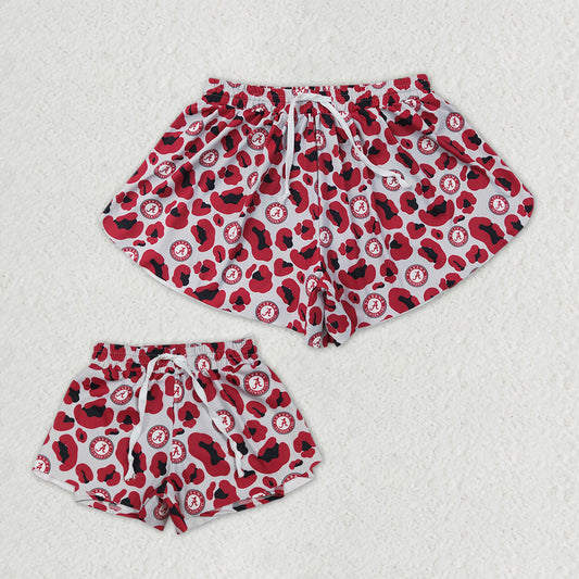 Mama and Me Girls Red Leopard Alabama Team Yoga Active Butterfly Shorts Bottom