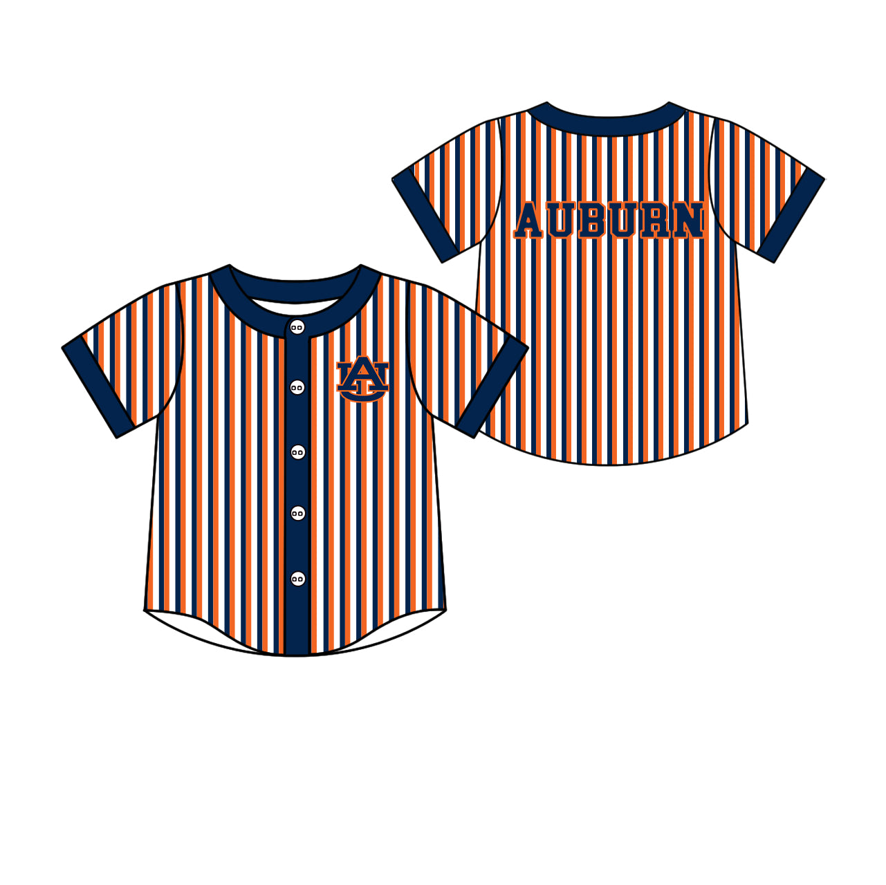 Preorder (moq 5)Baby Boys Short Sleeve Auburn Stripe Team Button T-shirts Top