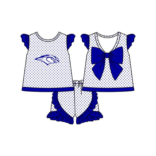 Preorder (moq 5)Baby Girls Warhawks Back Bow Team Shorts Sets