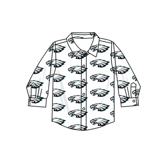 Preorder (moq 5)Baby Boys Long Sleeves Eagles Plaid Team Zipper Shirts Top