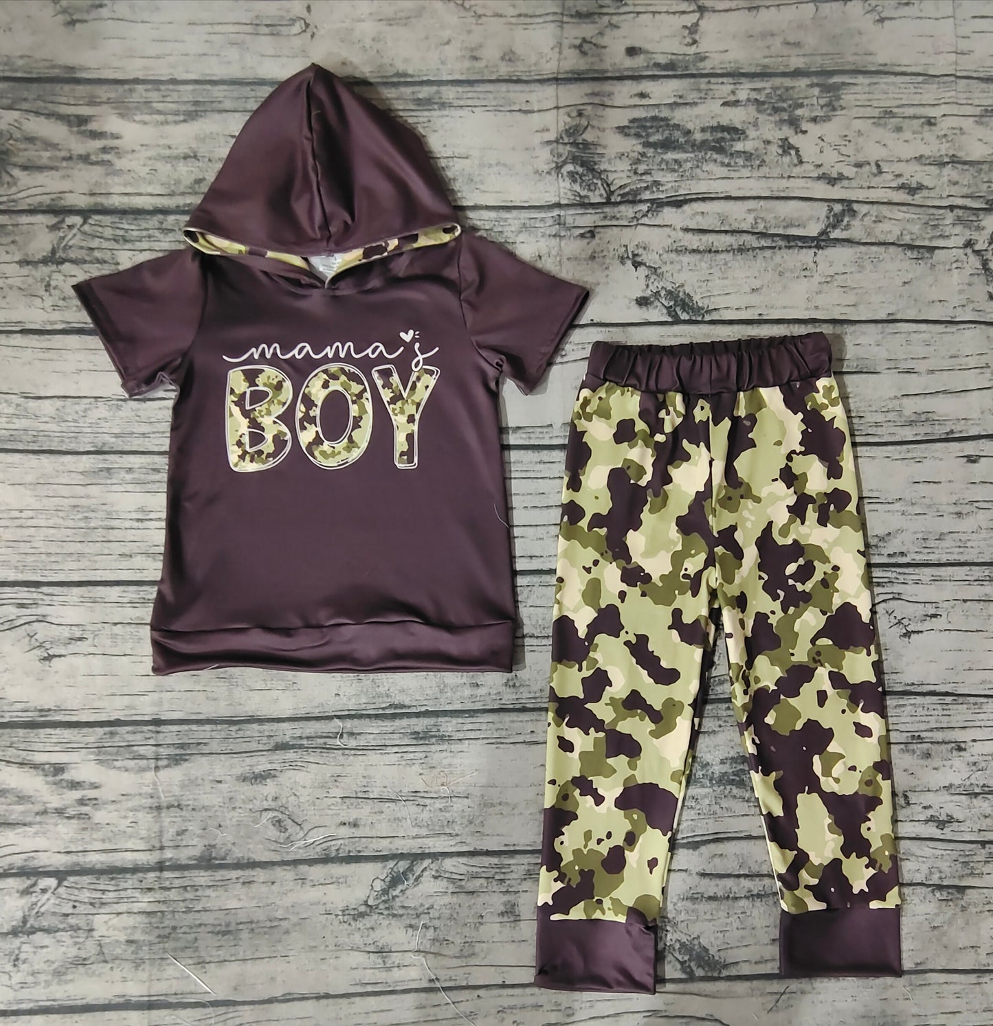 Baby Mama's Boy Camo Hooded Top Pants Outfits Clothes Sets