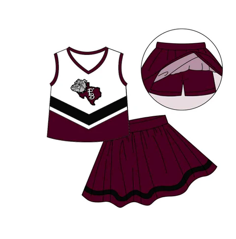 Preorder (moq 5)Baby Girls FB Dog Top Team Skorts Team Sets