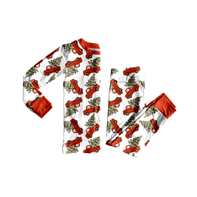 Preorder(moq 5) Baby Kids Christmas Trees Trucks Top Pants Lounge Wear Pajamas Sets