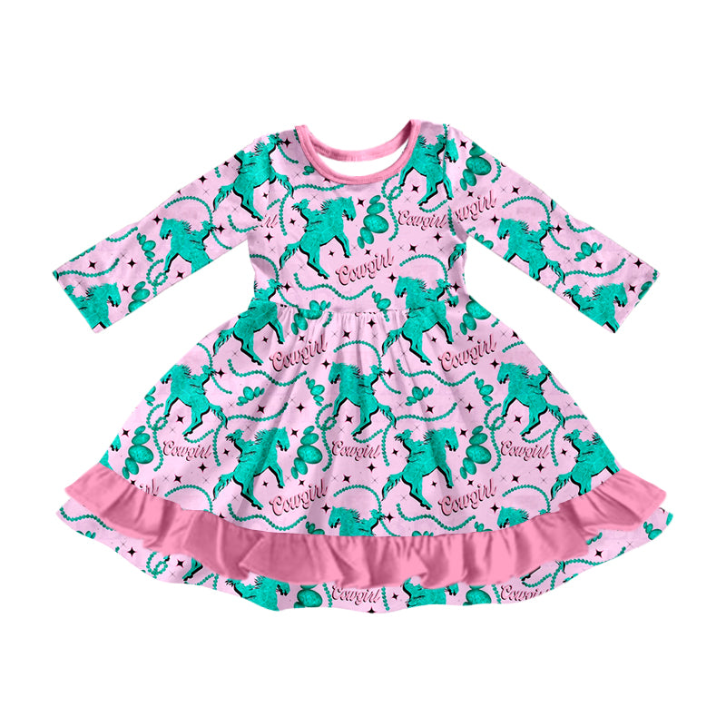 Baby Girls Western Cowgirls Pink Knee Length Dresses preorder(MOQ 5)