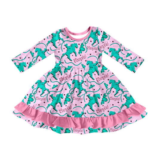 Baby Girls Western Cowgirls Pink Knee Length Dresses preorder(MOQ 5)