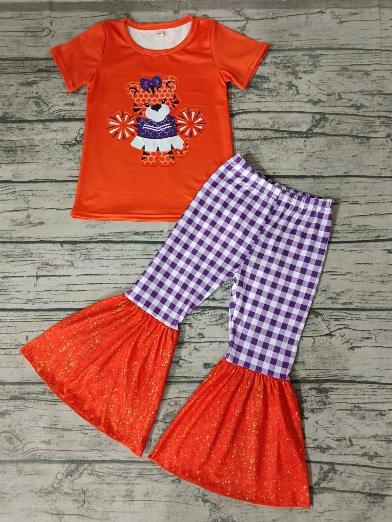 Baby Girls Cheer Team Top Bell Pants Clothing Sets preorder(moq 5)