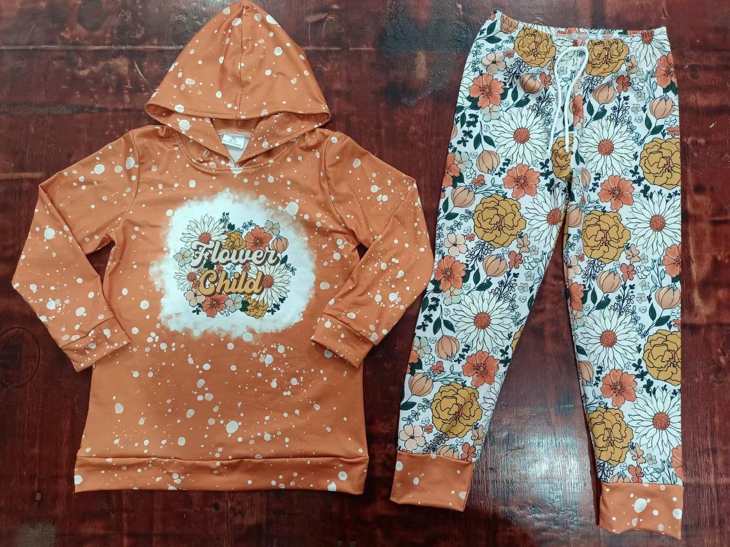 Baby Girls Flower Child Hooded Top Pants Clothing Sets preorder(moq 5)