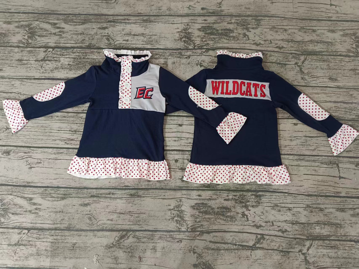 Baby Girls Navy Cat Team Long Sleeve Pullovers Tops preorder(moq 5)